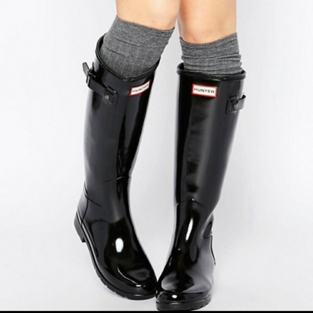 Hunter Black Gloss Rain Boots